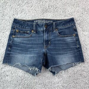 American Eagle Shorts Womens 2 Denim Jean Cut Off Frayed Edge Classic Summer